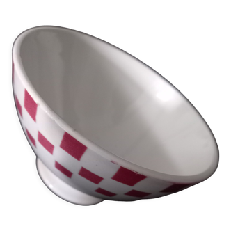 Bowl badonviller art deco red checkerboard patterns