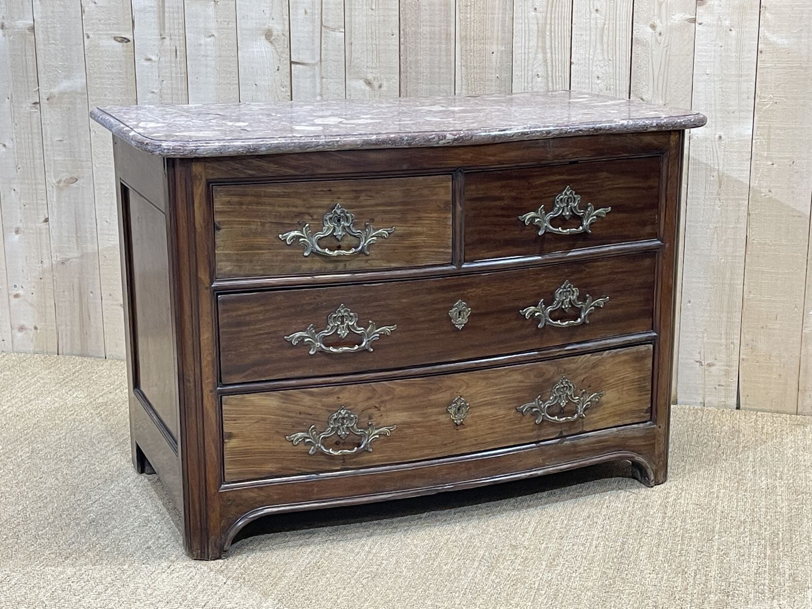 Regency period chest of drawers in amaranth and marble top - 18th century
