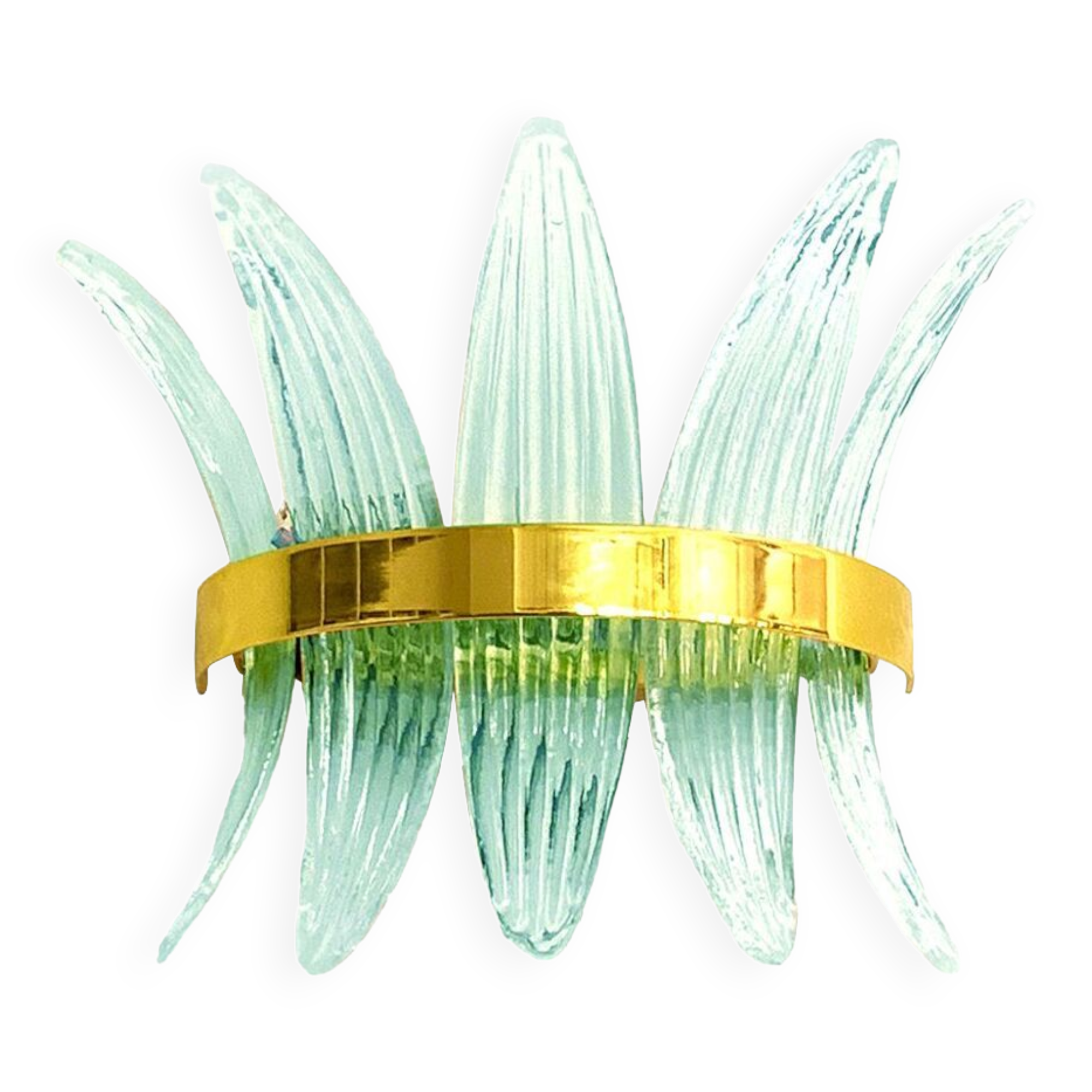 Ligh-blue “palmette” murano glass belt wall sconce