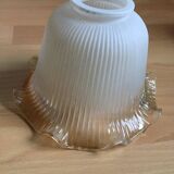 Antique frosted glass lampshade with skirt