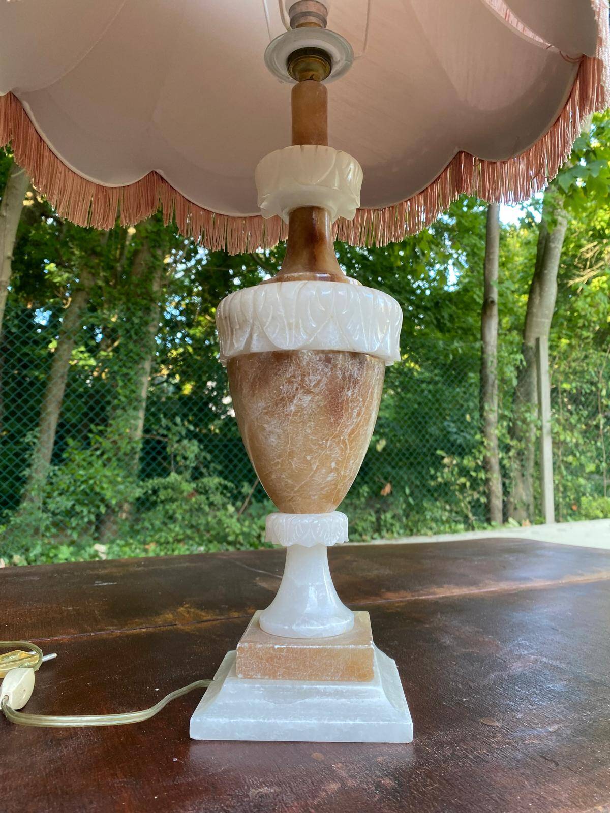 Vintage beige marble onyx lamp