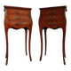 Louis XV French bedside tables with floral marquetry, 1940s, set of 2