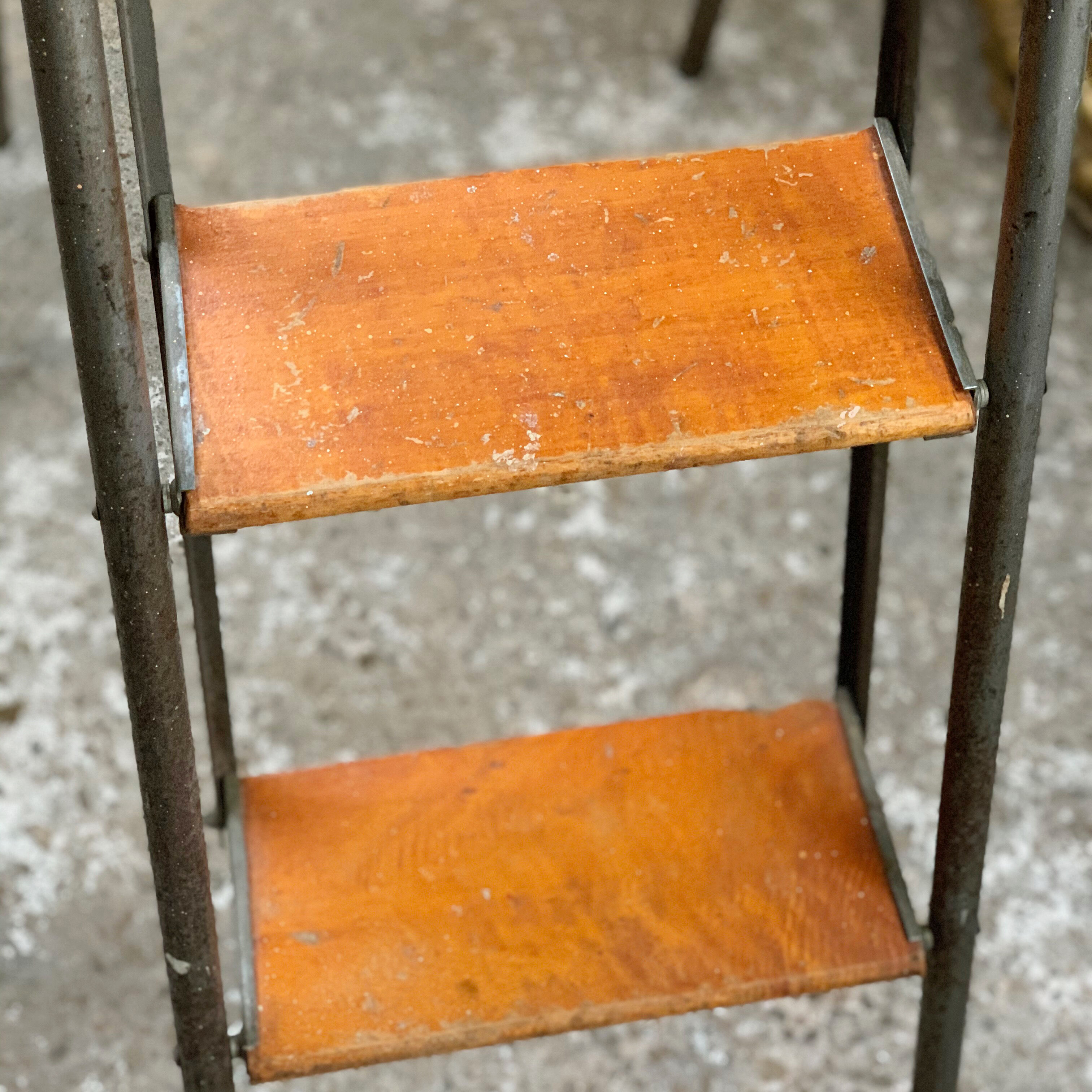 Metal and wood workshop ladder 4 steps
