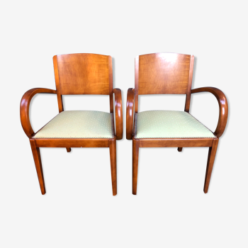 Pair of vintage bridge chairs in light wood