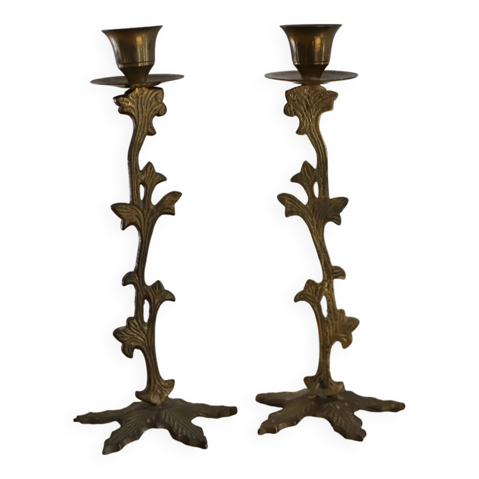 set of 2 brass candle holders