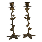 set of 2 brass candle holders