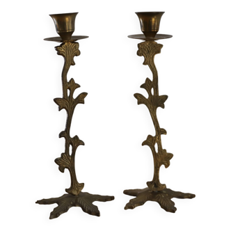lot de 2 bougeoirs en laiton