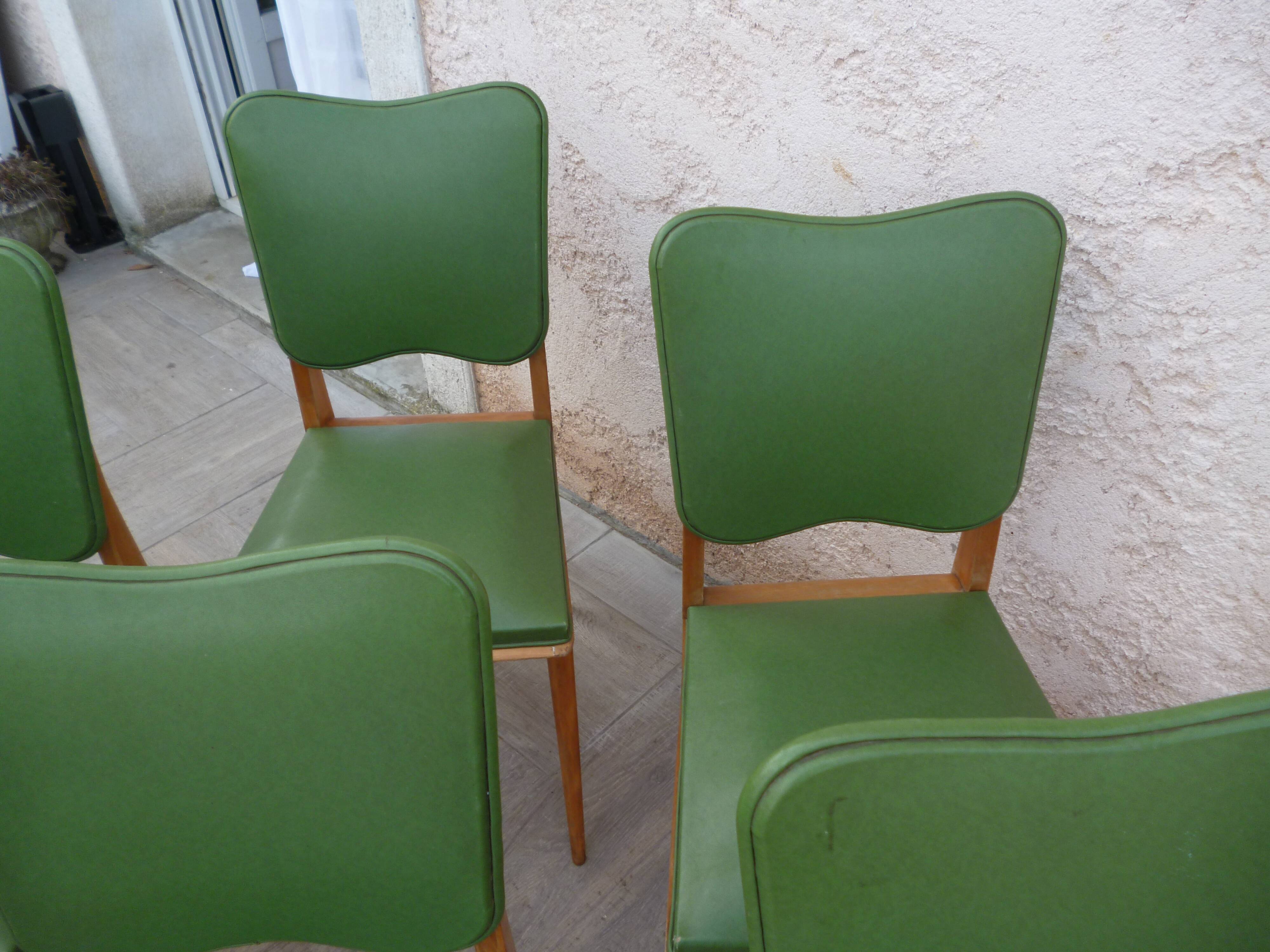 6 vintage Scandinavian chairs compass feet