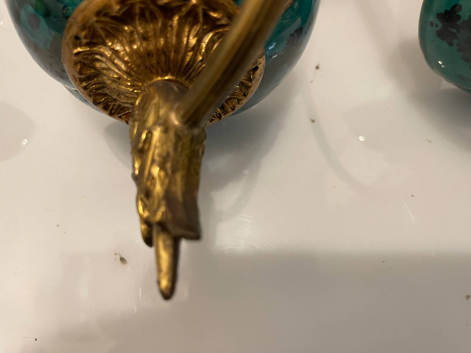 Brass Ceramic Sconces Set of 2 1940’s