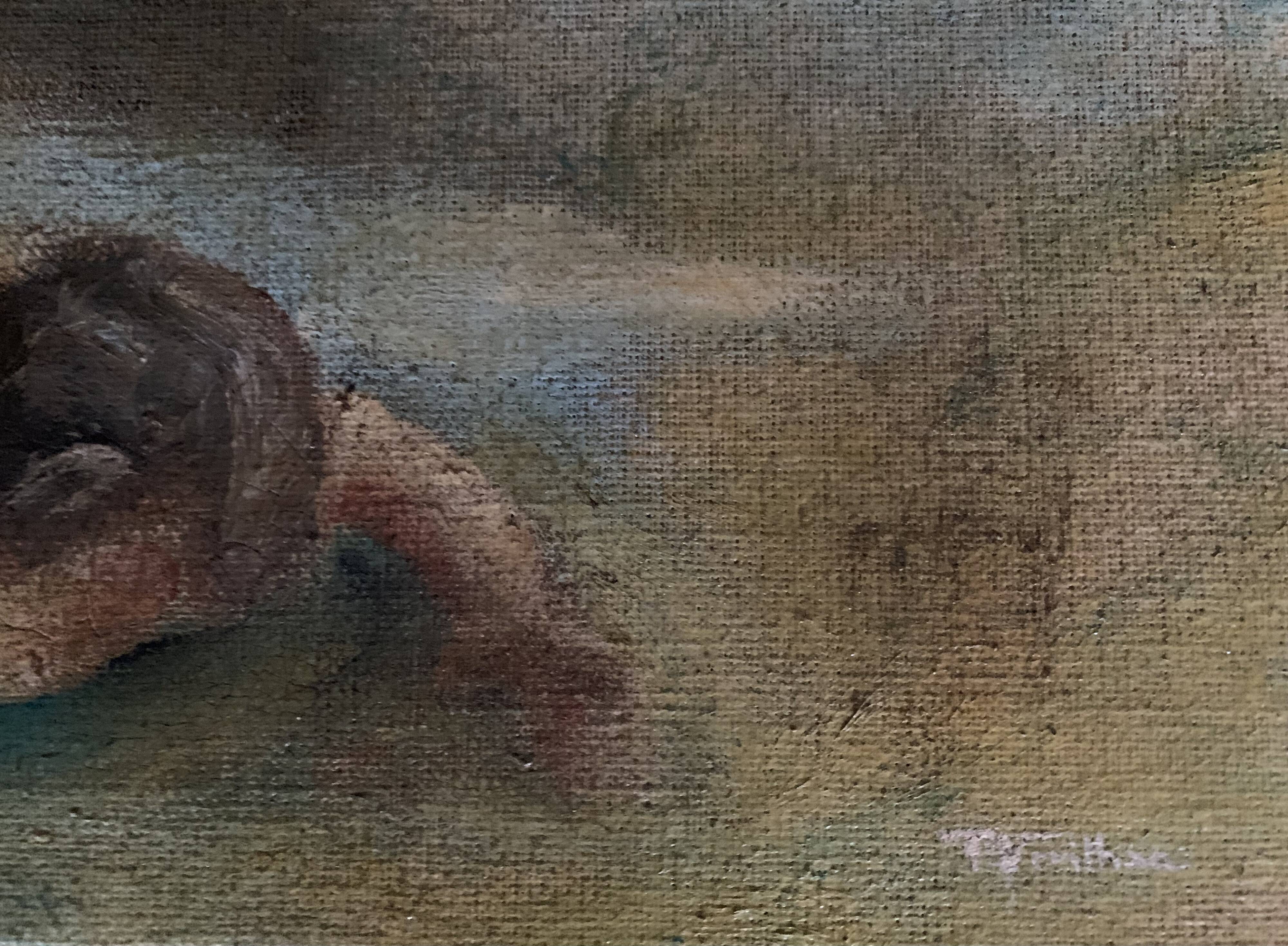 Oil on canvas signed woman on the beach