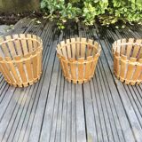Set of 3 bamboo planters from the 70s