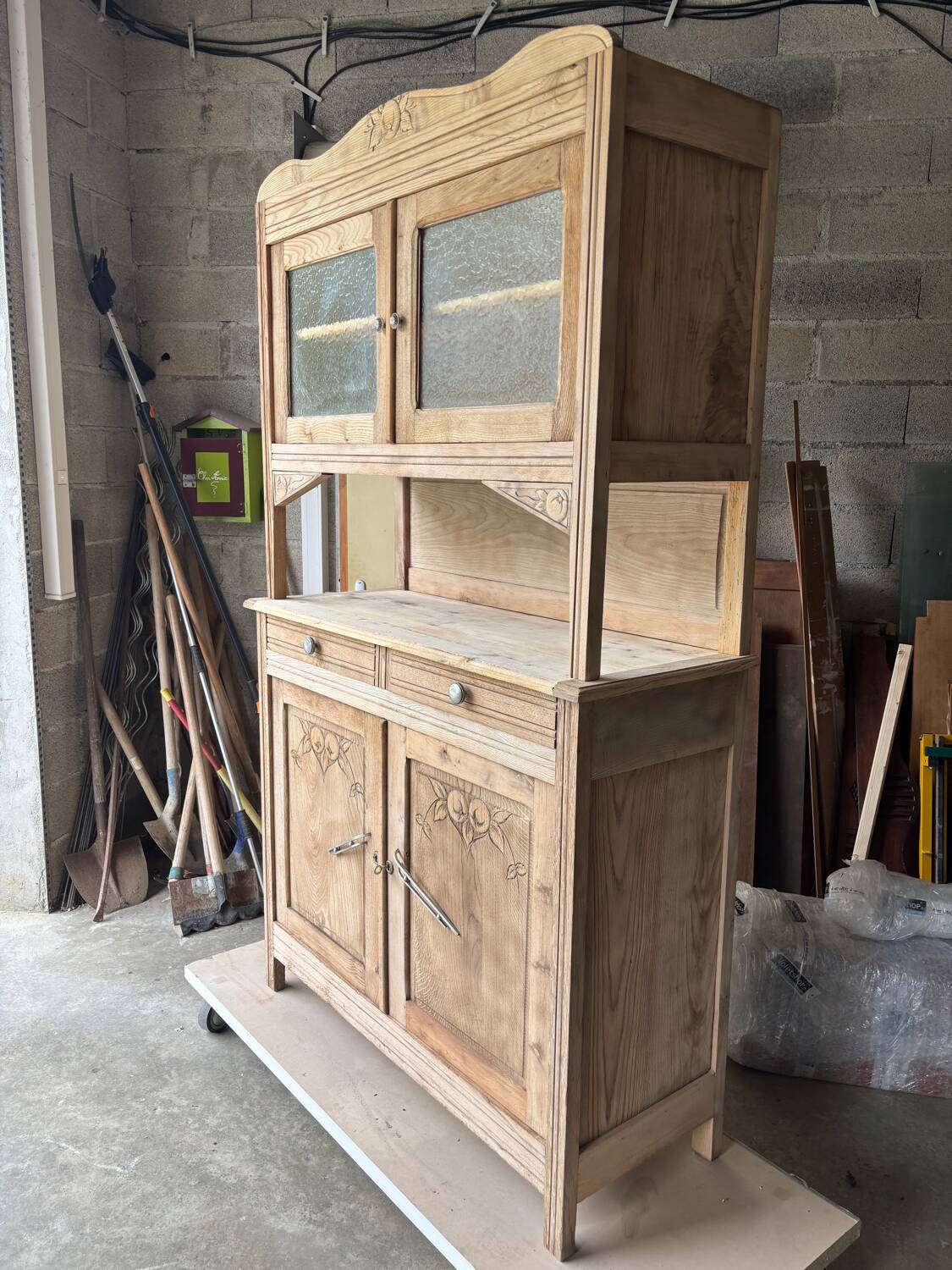 Antique raw wood dresser