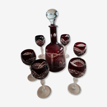 Red glass wine service in the 1980s