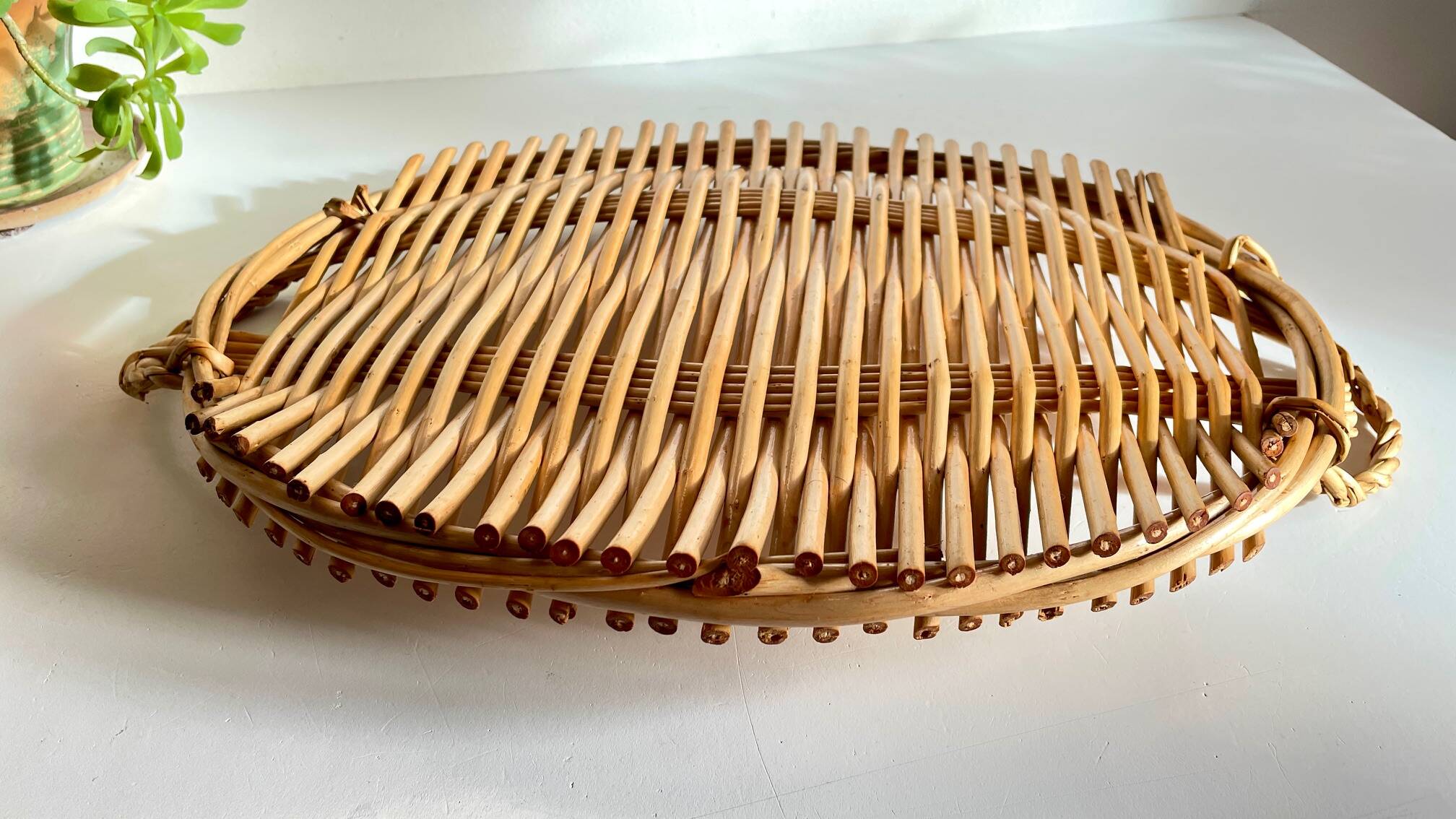 Vintage rattan presentation tray