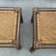 Paire de fauteuils à oreille du Rajasthan de 1920, en laiton, corde et  bois exotique massif