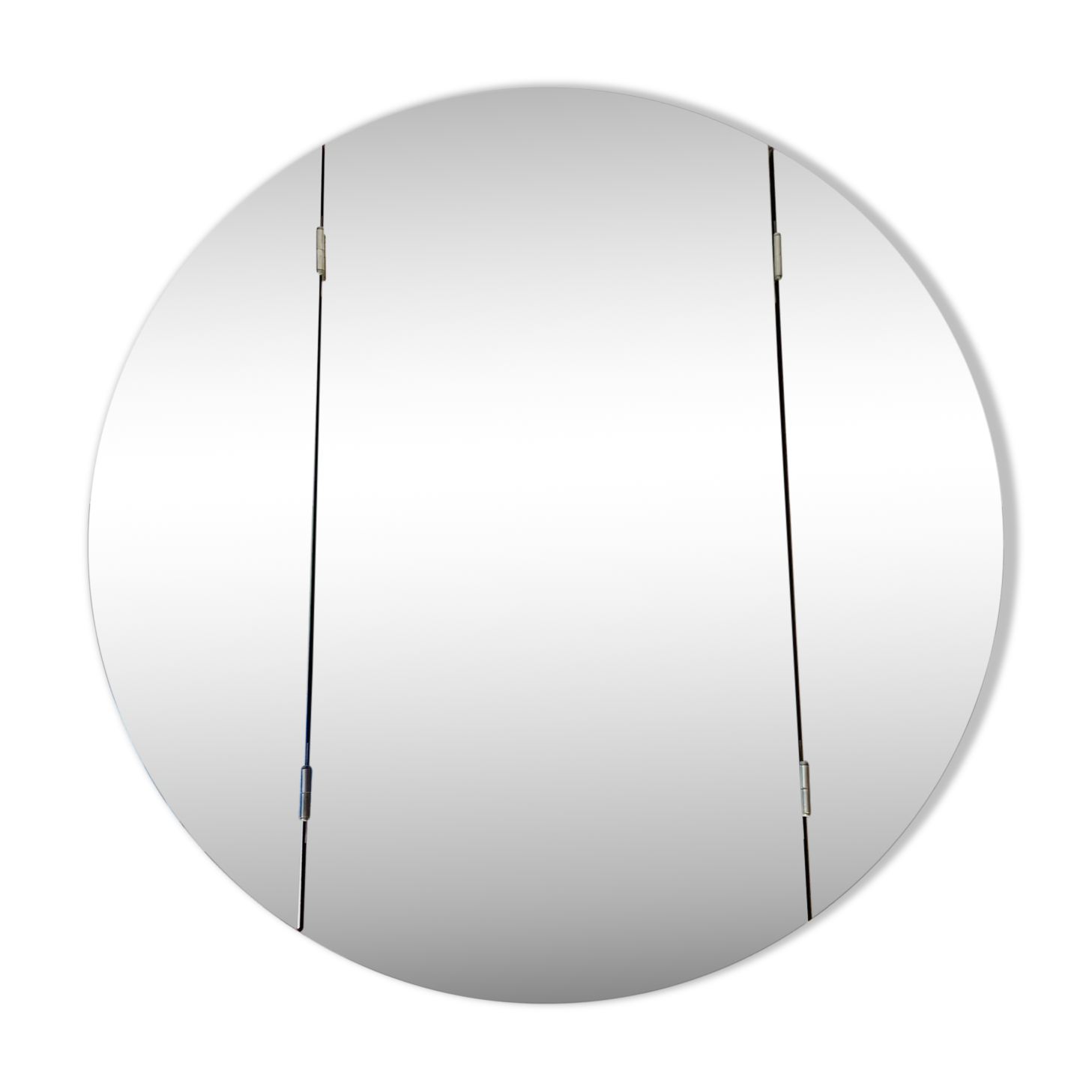 Scandinavian round triptych mirror, teak frame, 1960s.