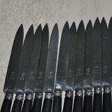 12 Antique silver ebony dessert knives
