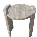 Beige travertine side table