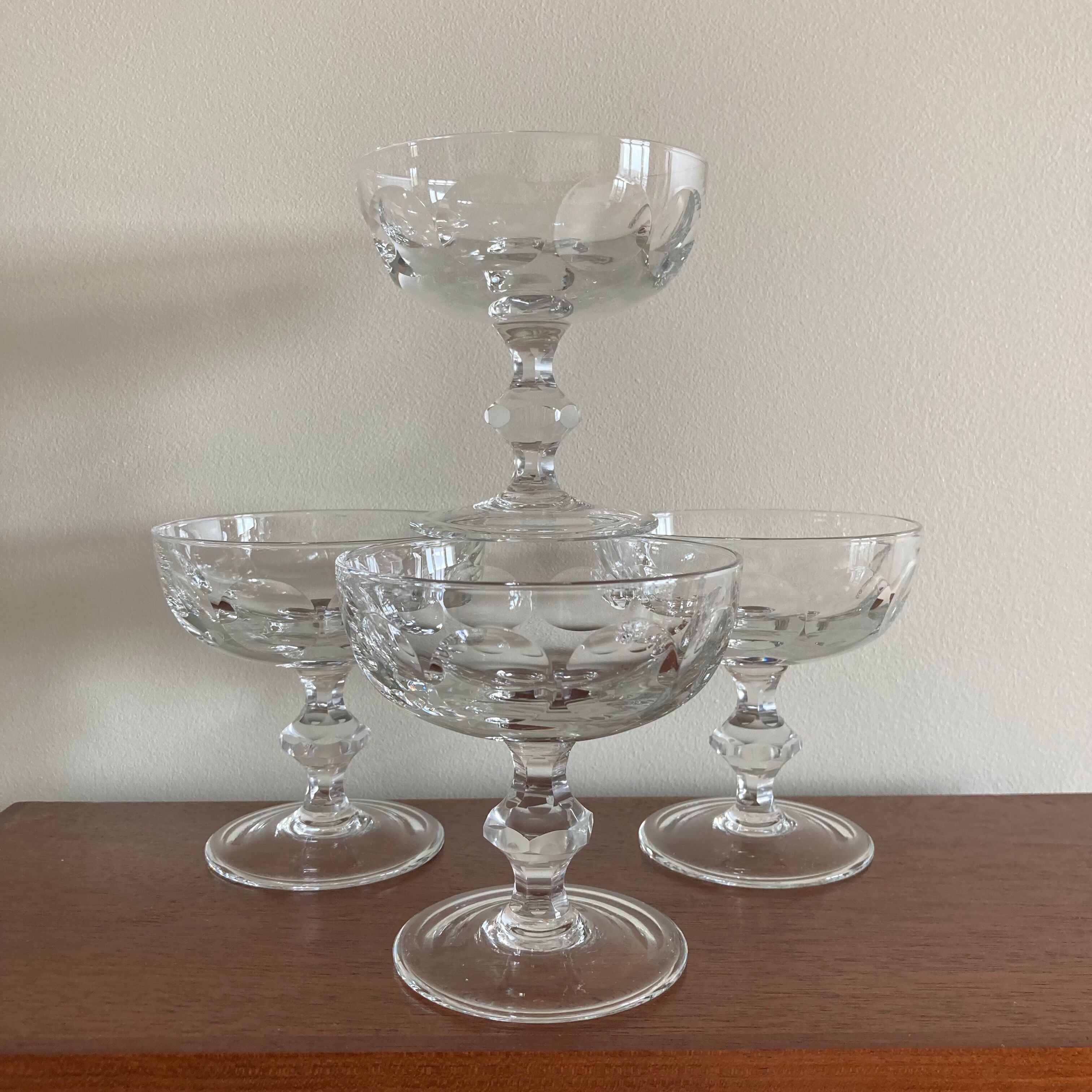 4 cut crystal champagne glasses