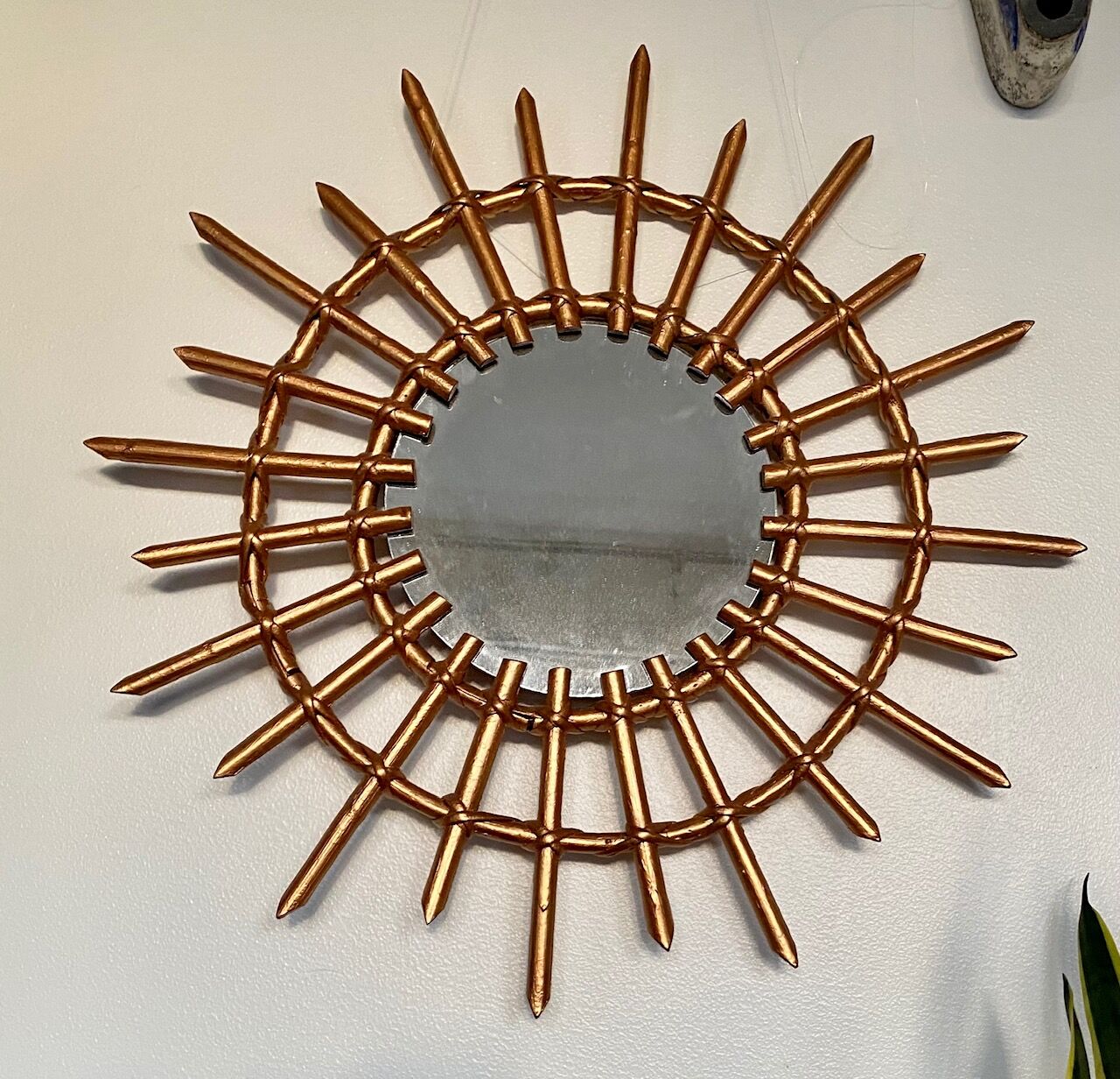 Vintage bamboo sun mirror 53cm