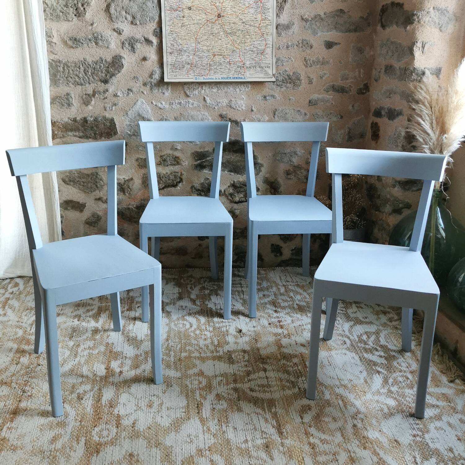 4 Blue Luterma Bistro Chairs