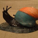 Bronze snail nightlight patinated glass shell lined marble base ref A208/12