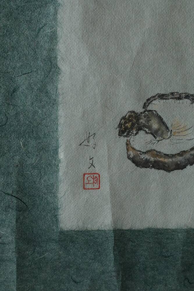 Japanese painting, Svampar, Mixed technique on artistic fabric, Denmark
