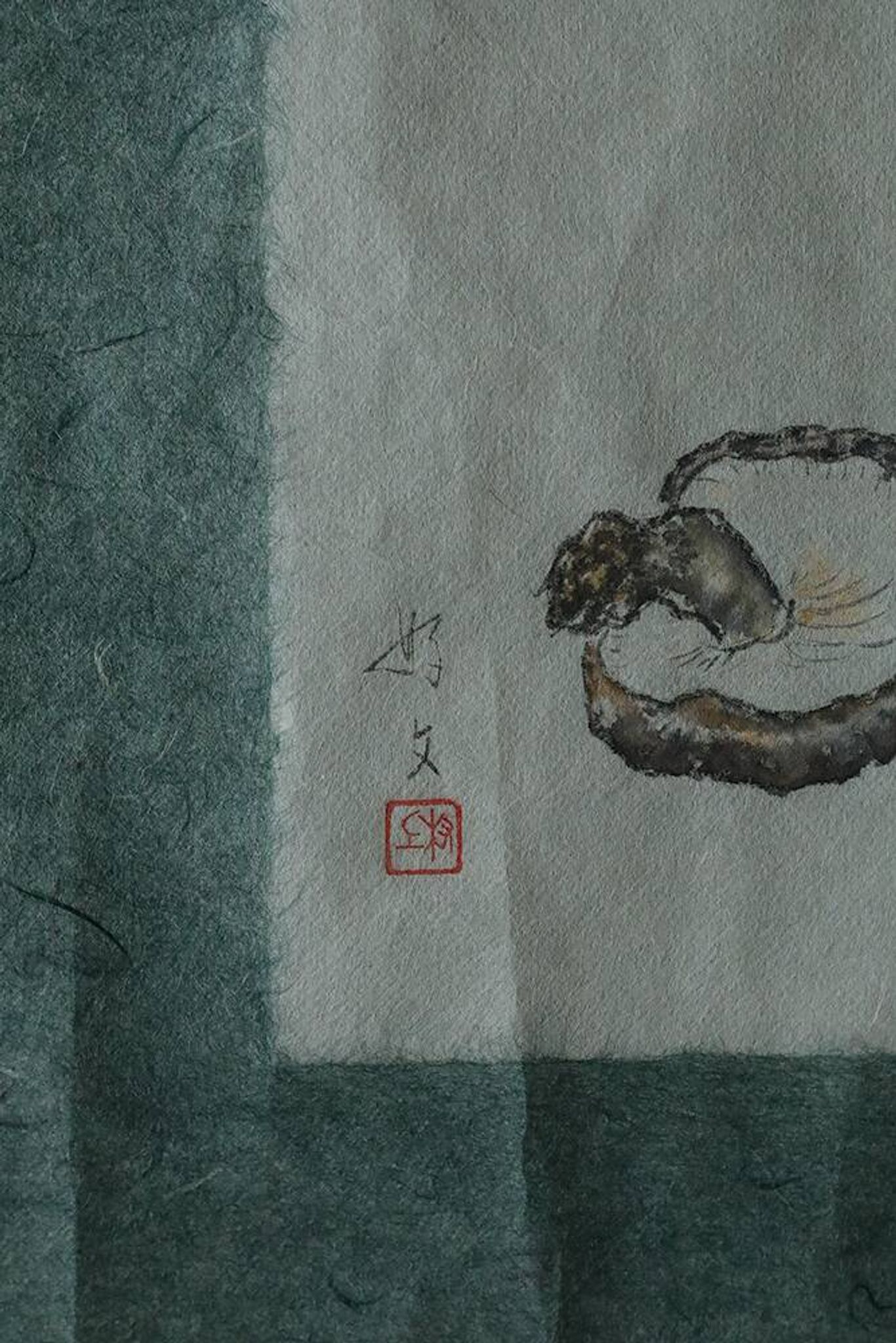 Japanese painting, Svampar, Mixed technique on artistic fabric, Denmark