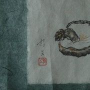 Japanese painting, Svampar, Mixed technique on artistic fabric, Denmark