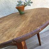 Round table at 2 vintage wood rabats