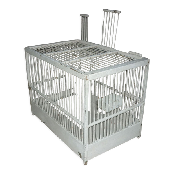 Cage à oiseaux blanche ancienne