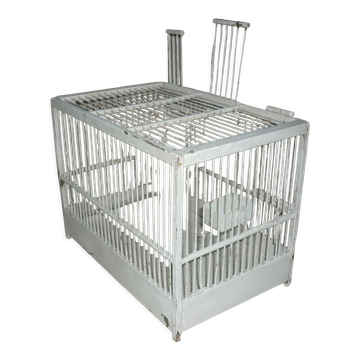 Cage à oiseaux blanche ancienne