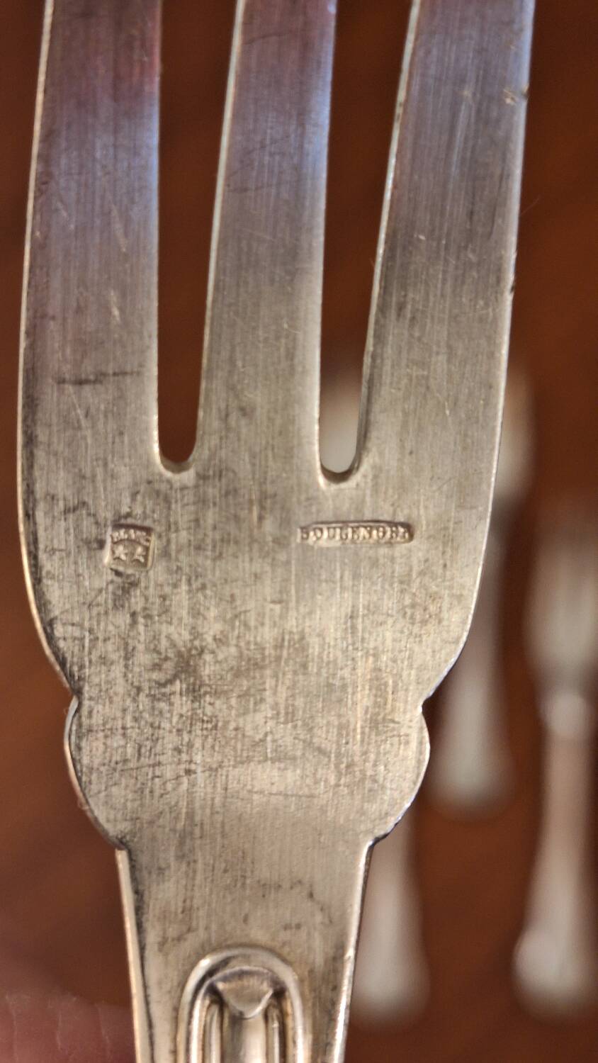 Set of Boulenger silver metal fish forks