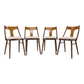 Ensemble de 4 chaises de salle à manger des années 1950, finition noyer, Tchécoslovaquie