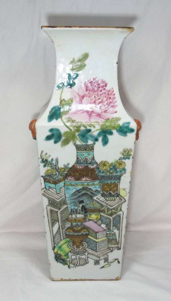 Ancien vase en porcelaine famille rose Chinois Chine fin 19è siècle