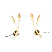 Pair of double brass wall lamp, tulip shape, France 1960's