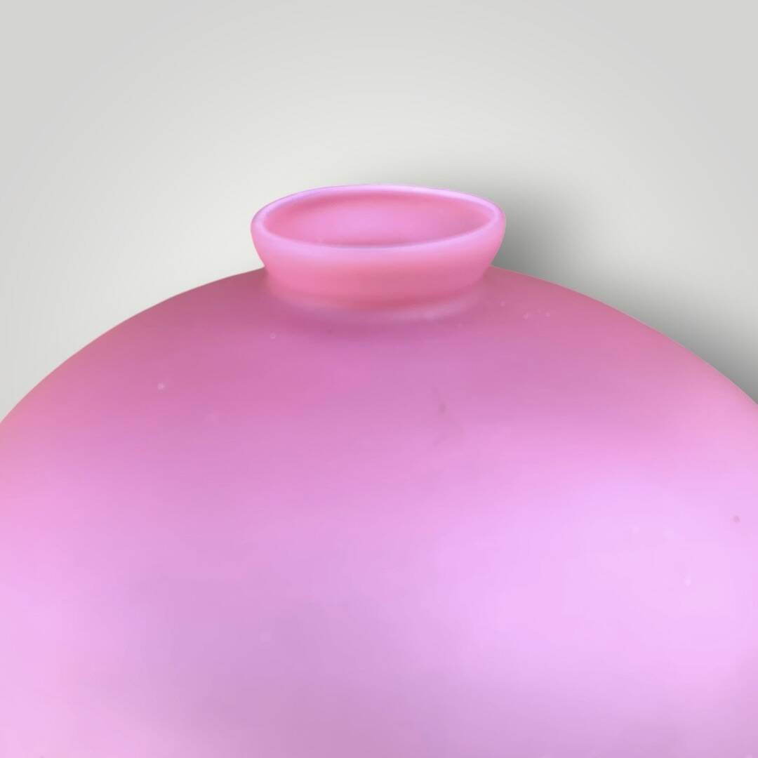 Pink frosted glass and gold brass accent lamp - 1970s