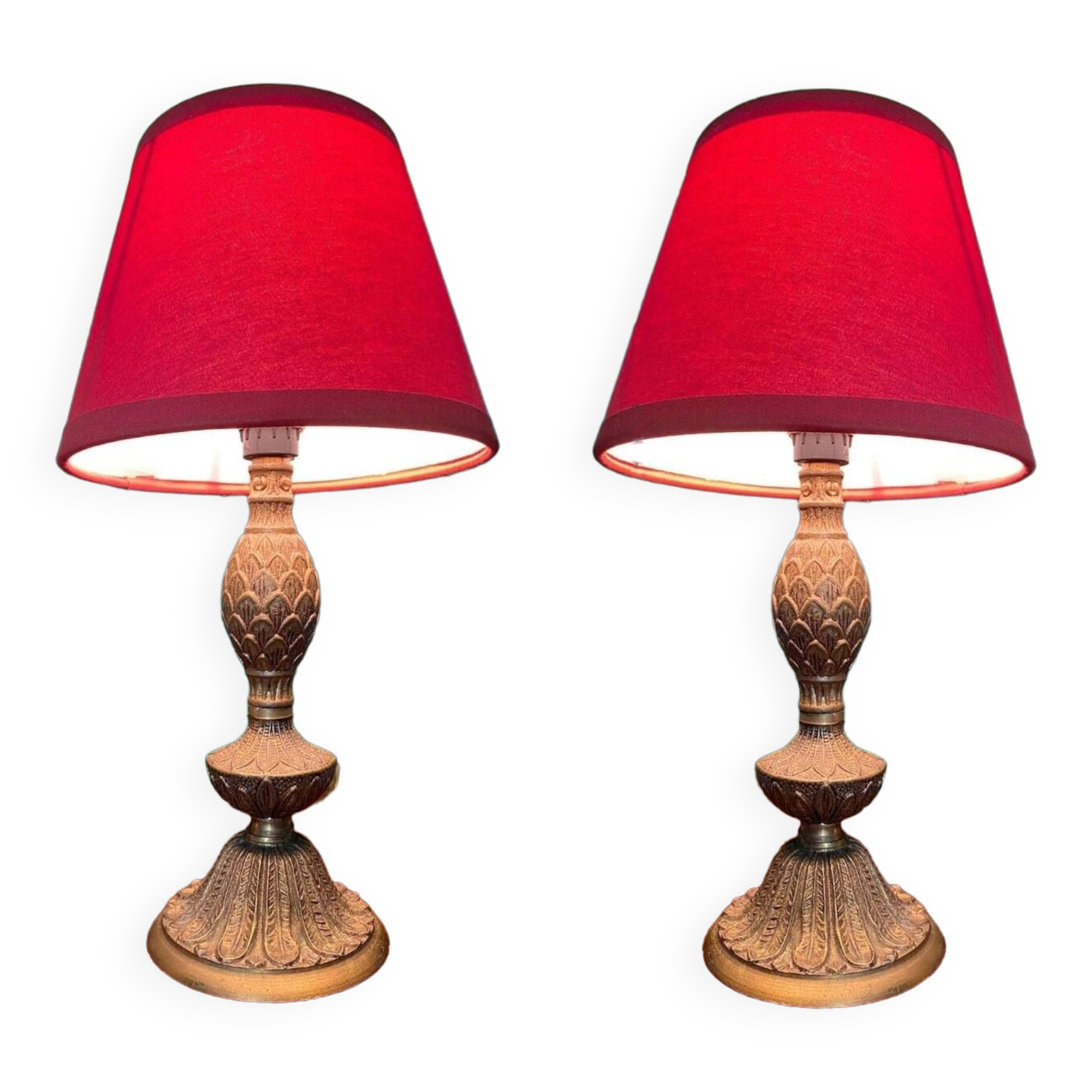 Pair of bedside lamps, bronze, Louis XV style