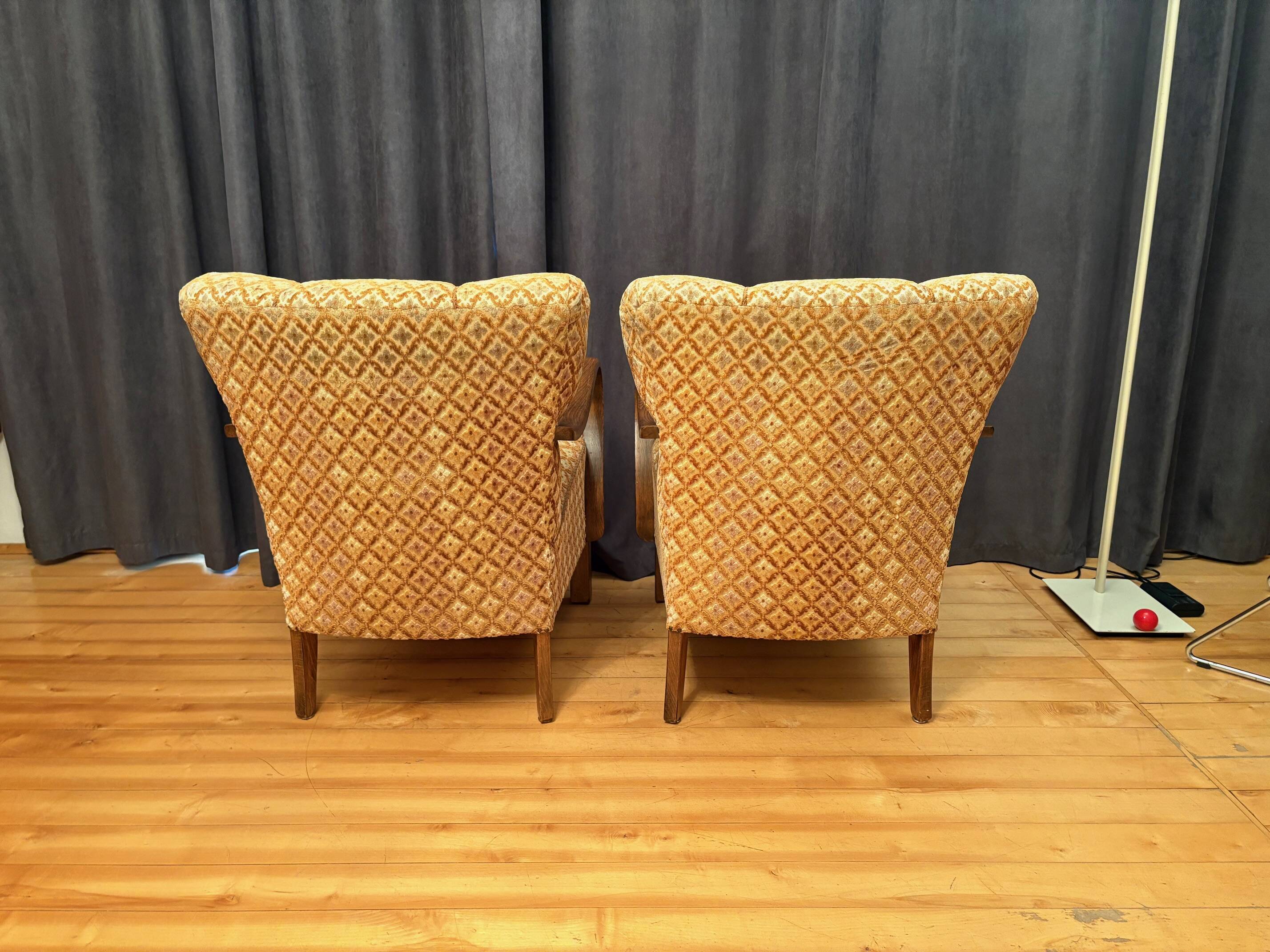 Pair of Art Deco Armchairs, 1940s