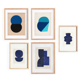 collection of 5 abstract paintings on paper signed Eawy