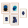 collection de 5 peintures abstraites sur papier  signées Eawy
