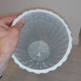 Porte-parapluie vintage italien en céramique blanche style bambou