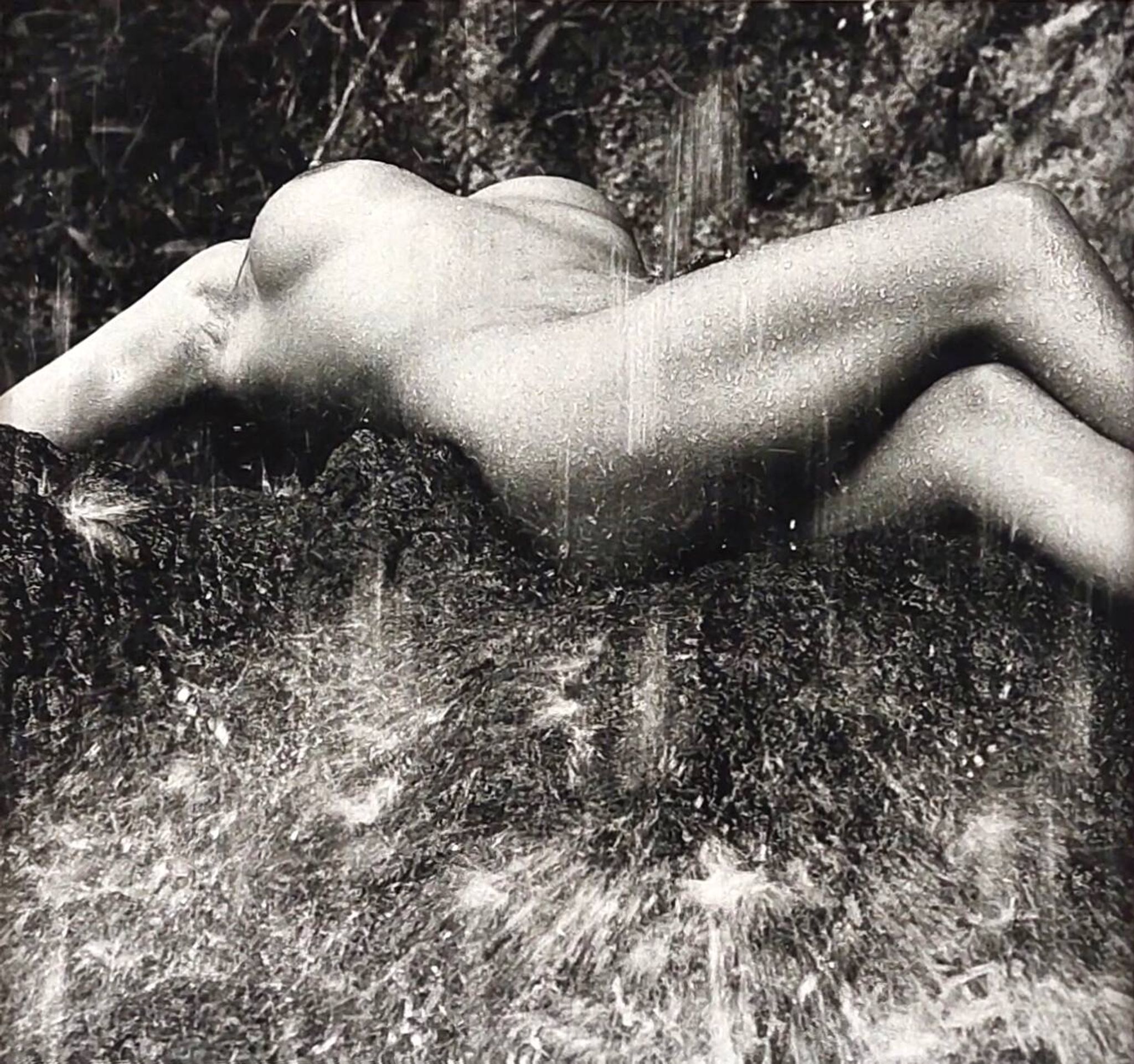 Photography, Lucien Clergue “naked woman under the waterfall”, silver print signed and dated