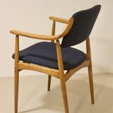 Chaise scandinave 1960 accoudoirs incurvés