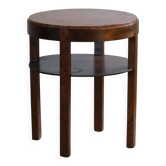 Round Art Deco side table in beech and marble, by a Danish cabinetmaker, 1940s.
