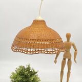 Suspension / Rattan lamp / wicker / natural fibers, vintage