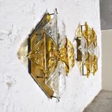 Amber glass and brass wall light by Mazzega, set of 2.