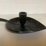 Black metal leaf candle holder