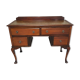 Old desk in cherry and green leather