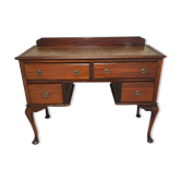 Old desk in cherry and green leather